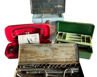 Tool Box Set With Craftsman, ArtBox, Vintage Metal Toolbox