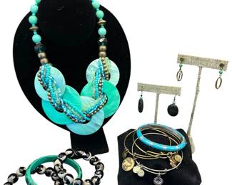 14K GF Earrings, Esmor Necklace, Alex And Ani Bracelets Other Aqua And BronzeTone Costume Jewelry