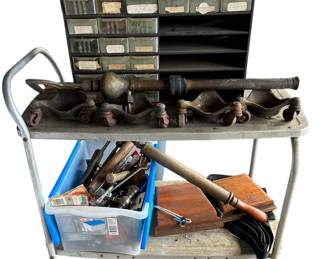 Antique New Tool Set On Vintage Cart