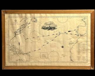 Framed Map Of North Atlantic Ocean
