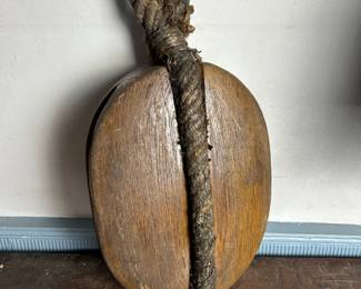 Antique Wooden Ship Pulley, Block Tackle