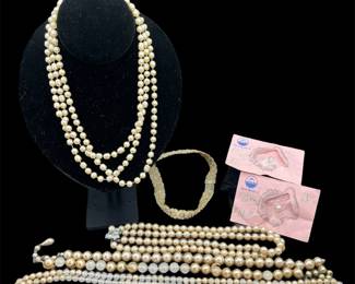 Baroque Cultured Pearls, Faux Pearl Strands, Antique Chocker Single Pearls