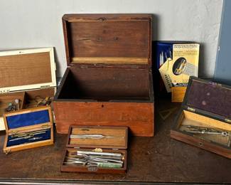 Drafting Dental Tools, Other Items, Including Chest Jewelry Box With Accessories