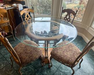 Glass Top Kitchen Table & 4 Chairs