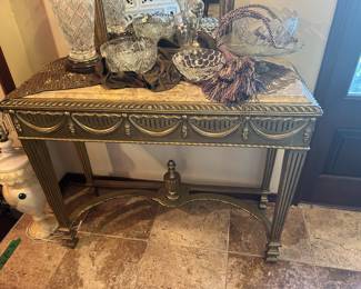 Marble top gold entry console