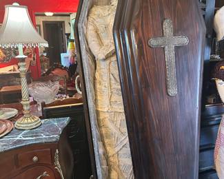 Antique zinc lined European coffin 