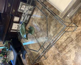 Mid century modern chrome/glass square coffee table