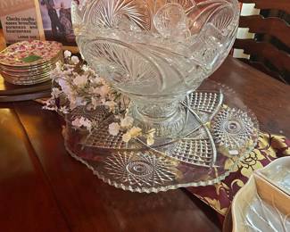 Antique pressed glass punch bowl 