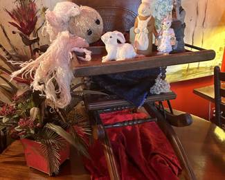 Antique folding high chair
