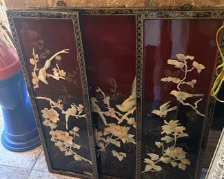 Set 3 inlaid Asian art