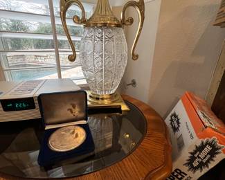 Bose wave radio is not for sale… But we do have a pair of these gorgeous cut crystalline brass lamps! And this giant US Air Force commemorative piece
