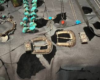 2 Beautiful sterling silver and gold belt buckle sets