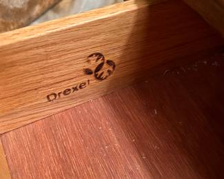 We have several wonderful MC Drexel pieces… One nine drawer campaign dresser and an additional campaign piece with a 2 drawer cabinet on the low end & a drawer up top side table