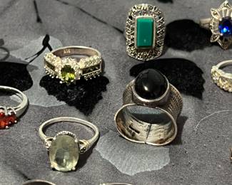 Lots of beautiful sterling silver rings
