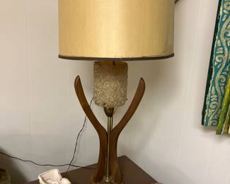 Mia century lamp with cylindrical spaghetti shade, one of a pair