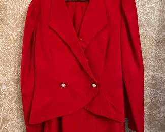 Vintage two piece red skirt and  jacket, One of a kind