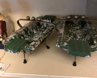 Mid century ashtrays with metal frame