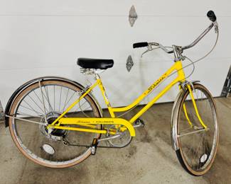 ca. late 60’s/early 70’s Schwinn Collegiate Beach Cruiser banana yellow bicycle