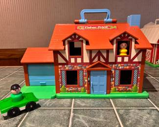 Vintage Fisher Price Play Family House with over 30 accessory pieces including a large set of FP Nursery items
