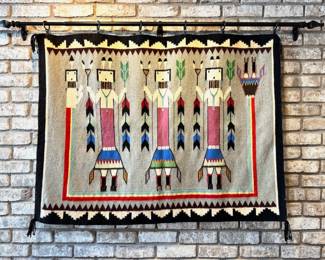 Vintage Navajo handwoven Yei rug, attributed to Darlene Bahe.  Measures 45” x 35”