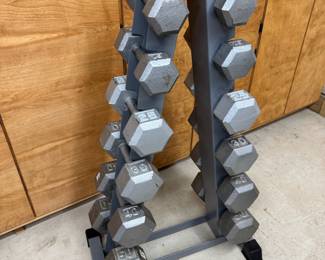 Vintage weight tree with a total of 8 pairs of weights included