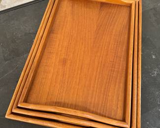 Set of 3 vintage nesting Teakwood trays by Selandia Designs