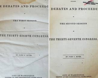 1862 (The Thirty-Seventh Congress) and 1864 (The Thirty-Eigth Congress) ‘The Congressional Globe:  The Debates and Proceedings’ two-volume set.