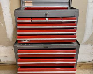 Vintage Craftsman 2-piece tool chest with key and inner pull-out tray