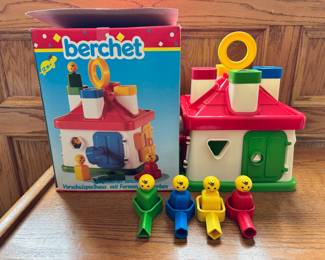 c.a.1980’s Berchet Shape Sorter House with original box, made in France