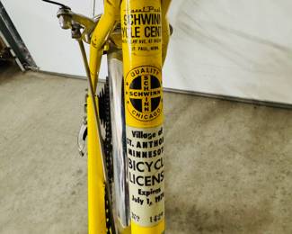 ca. late 60’s/early 70’s Schwinn Collegiate Beach Cruiser banana yellow bicycle