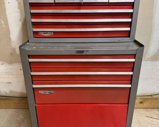 Vintage Craftsman 2-piece tool chest with key and inner pull-out tray