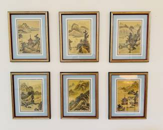 Set of 6 small framed Chinese prints