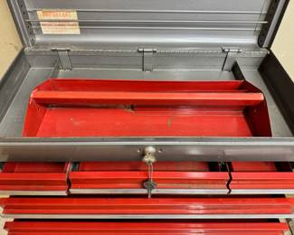 Vintage Craftsman 2-piece tool chest with key and inner pull-out tray