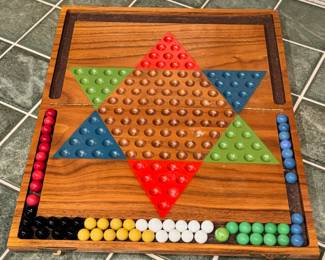 Vintage travel Chinese Checkers travel game set