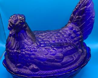 Cobalt Blue Hen On Nest