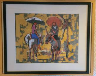 Edgar Kiechle original oil..."2 Mules" 1911-1960 listed artist