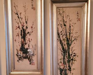 Pair of original Chinese painted canvases