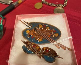 Matisse signed “Palette” brooch and earrings