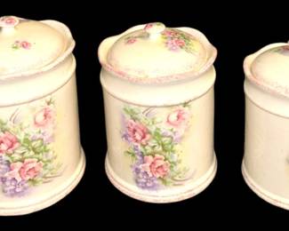 Floral Ceramic Rose Canisters