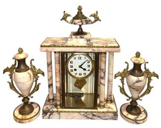 19th Century Marble Clock Pillars