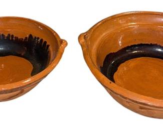Two Piece Terracotta Bowls WHandles