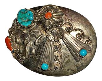 Silver Plated Navajo Belt Buckle