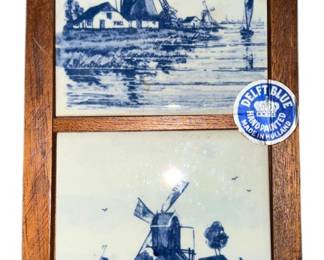 Wood Framed Delft Windmill Tiles