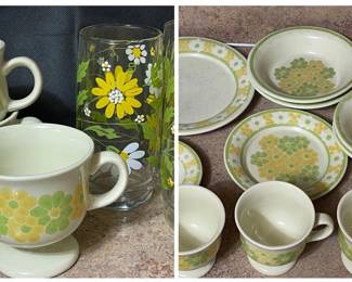 26 16PcsFranciscanEarthenwareWhiteYellowGreenDaisies