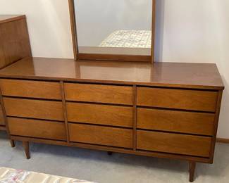 64 VintageBassettFurnitureCompany9DrawerLowBoyDresser