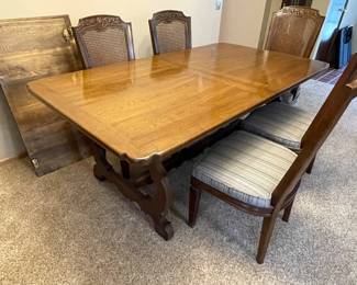 2 6CaneBackChairsStunningScrollTableBaseDiningSet2Leaves