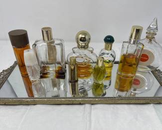 55 VintageMirrorVanityTrayWith9PerfumeBottles