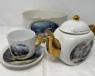 34 ThomasKincaidTeapotCupSaucerBowl