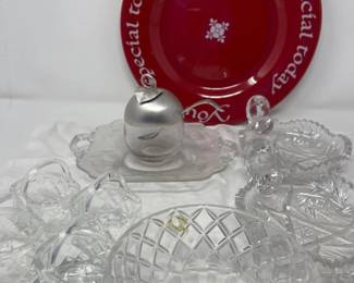 62 SpecialDayPlate4MiniGlassBasketsLenoxCrystalBowl