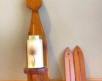 89 3HandCraftedWoodWallCandleHolders